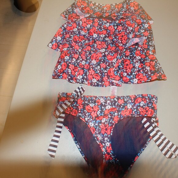 Multi Color 2 Pcs Justice Tankini Swimsuit Size 7 - Picture 1 of 10